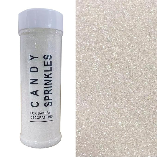 PhilaeEC White Sanding Sugar Edible Sparkling Crystals for Baking Cake Decoration Cookie Ice Cream Cupcake Toppers Wedding Party Valentines Halloween Christmas Supplies 5oz