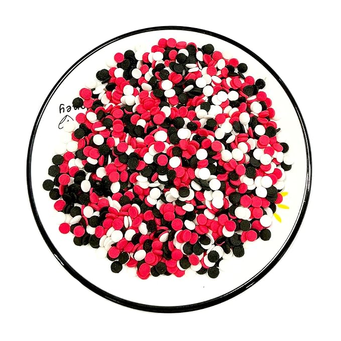 Homipooty Red and Black White Round Sprinkles for Cake Decorating 100g/3.5oz Edible Confetti Sprinkles Mix for Baking, Ice Cream Toppings, Cupcakes, Cookies, Donuts