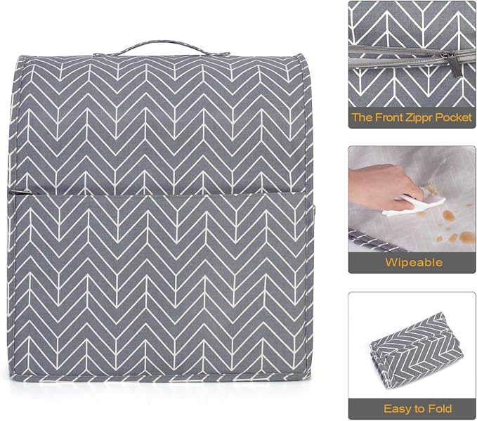 YARWO Stand Mixer Dust Cover Compatible with KitchenAid Mixer 6-8 Quart | Top Handle, Side Pockets for Kitchen Accessories, Dust-proof Protective Cover for Bowl-Lift 5.5/6/7 Quart, Washable, Chevron