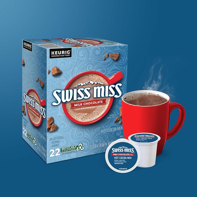 Swiss Miss Milk Chocolate Hot Cocoa, Keurig Single-Serve K-Cup Pods, 88 Count (4 Packs of 22)