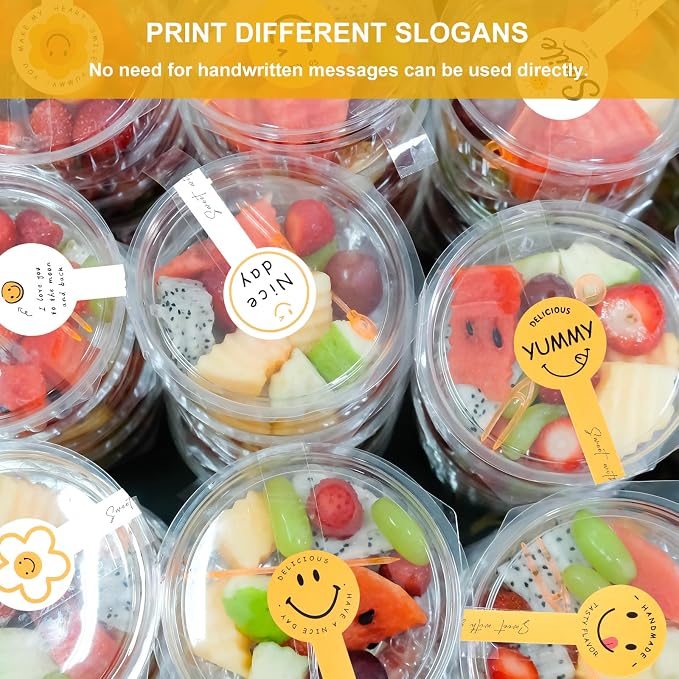 400Pcs Handmade Food Baking Seal Stickers Labels,Smiling Face Long Label Bakery Stickers,Self-Adhesive Goods Bakery Sticker Sealing Tamper Proof Sticker for Pastry Bags Lollipops Candy Cake