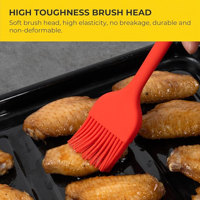 Elihome × Peanuts Silicone Basting Brush (8.75”) – Heat Resistant to 600°F, Food-Grade Platinum Silicone, Seamless 1-Piece Design, Non-Stick Safe, Dishwasher Safe, Red