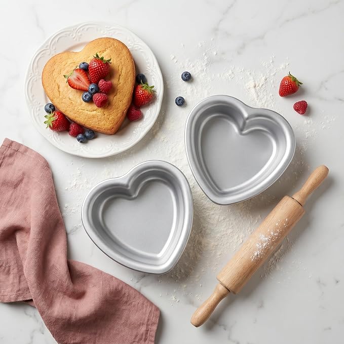 Heart Shaped Cake Pans, 4 × 2 Inch, Set of 2 | Aluminum, Wedding & Party Use, Bread & Chocolate Baking