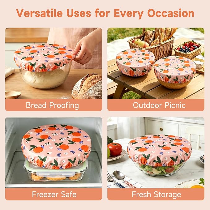 Bowl Covers Reusable Bread Proofing Bowl Covers Sourdough Bread Baking Accessories, Oranges