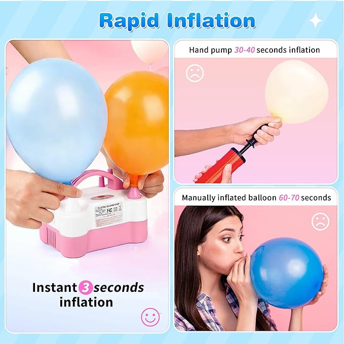 Nulink Electric Balloon Pump, Portable Electric Balloon Blower Machine Balloon Air Pump Dual Nozzle 110V 600W Balloon Inflator for Party Decorations