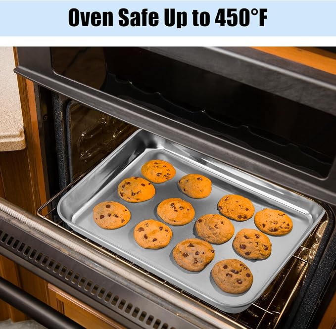 3 Set Baking Sheet with Rack, Stainless Steel Cookie Sheet with Cooling Rack(3 Pans + 3 Racks), Nonstick Baking Pan, Heavy Duty Cookie Sheets for Cooking, Oven & Dishwasher Safe, 9/12/16 Inch