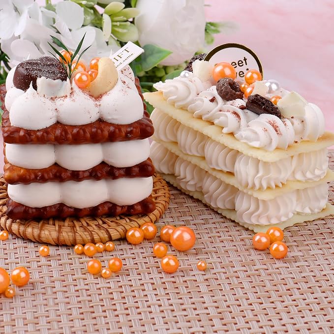 Orange Pearl Sprinkles for Cake Decorating, 11.3oz/320g Edible Pearls Sugar 4 Jars Set for Baking Cupcakes Cookies