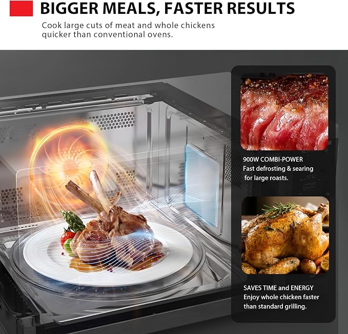 TOSHIBA OptiChef Classic All-in-One Countertop Microwave Air Fryer Combo for Small Kitchens 1.0 Cu.Ft 1000W–Origin Inverter Tech & Humidity Sensor, Convection & Broil Combi, Black Stainless Steel