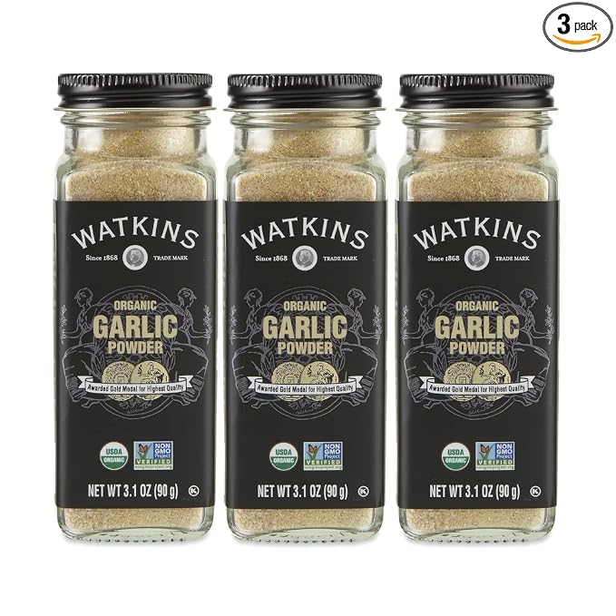 Watkins Gourmet Organic Spice Jar, Garlic Powder, 3.1 Ounce Jar, 3 Count