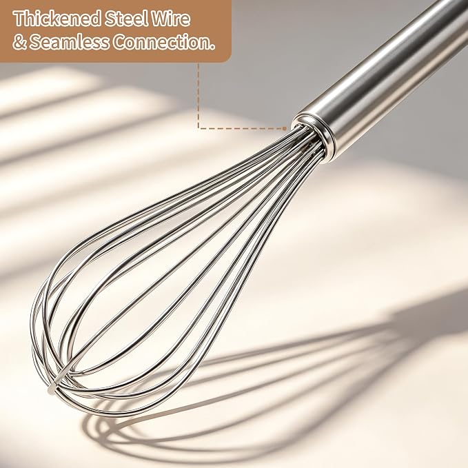 3 PCS Mini Whisk, Small Whisks for Cooking - Stainless Steel Balloon Hand Whisk Set (11", 9", 7") for Baking, Beating Eggs & Batter | Rust-Resistant & Dishwasher Safe