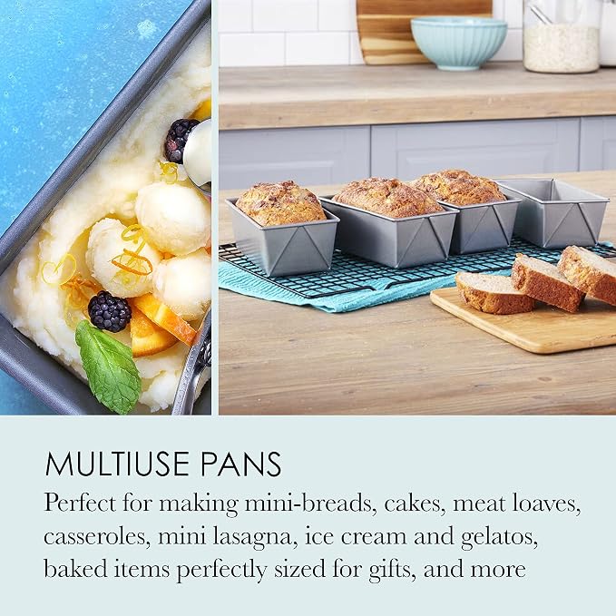 Chicago Metallic Commercial II Non-Stick Mini Loaf Pan Set, 6-Inch-by-3.5-Inch, 4-Count (Pack of 12)