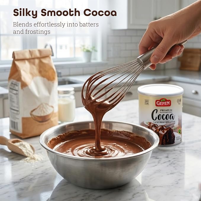Gefen 100% Pure Premium Dutch Processed Cocoa Powder, 7oz | High-Fat (20%) Alkalized for Moist Baking & Rich Dark Color | Unsweetened Baking Cocoa | Kosher for Passover & Year-Round