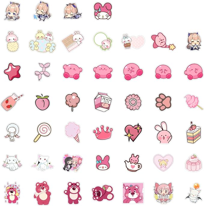 BulbaCraft Cutecore Stickers, Cute Anime Stickers for Water Bottle and Laptop - Cutecore Party Supplies & Decorations, Waterproof Vinyl Decals, Aesthetic Stickers, Gifts for Women & Men