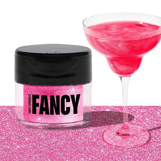 Fancy Sprinkles Tourmaline Pink Edible Glitter | Luster Dust for Drinks, Cocktails & Cake Decorating | Vegan, Gluten Free, Non-GMO | Made in USA | 4gm