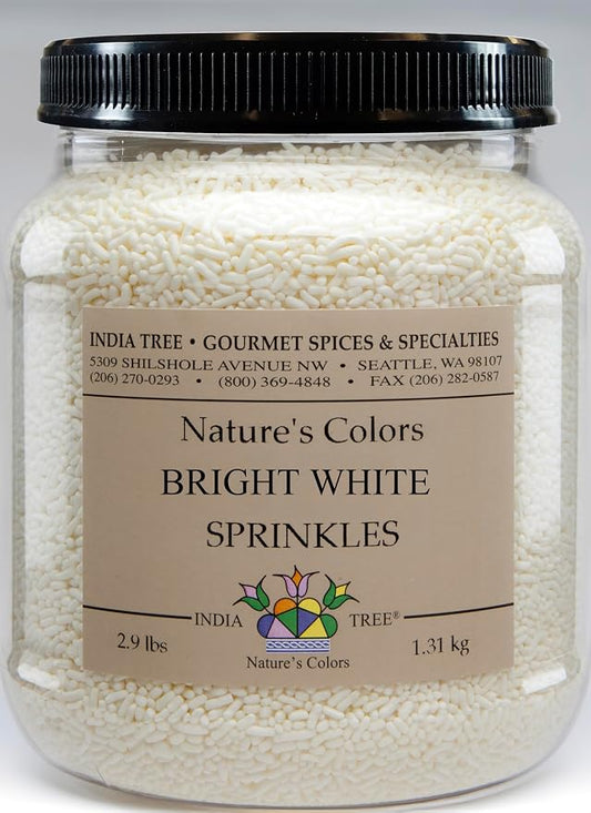 India Tree Nature's Colors Bright White Sprinkles - 2.9 lb Bulk | Natural, Non-GMO, Vegan, Top 9 Allergen-Free