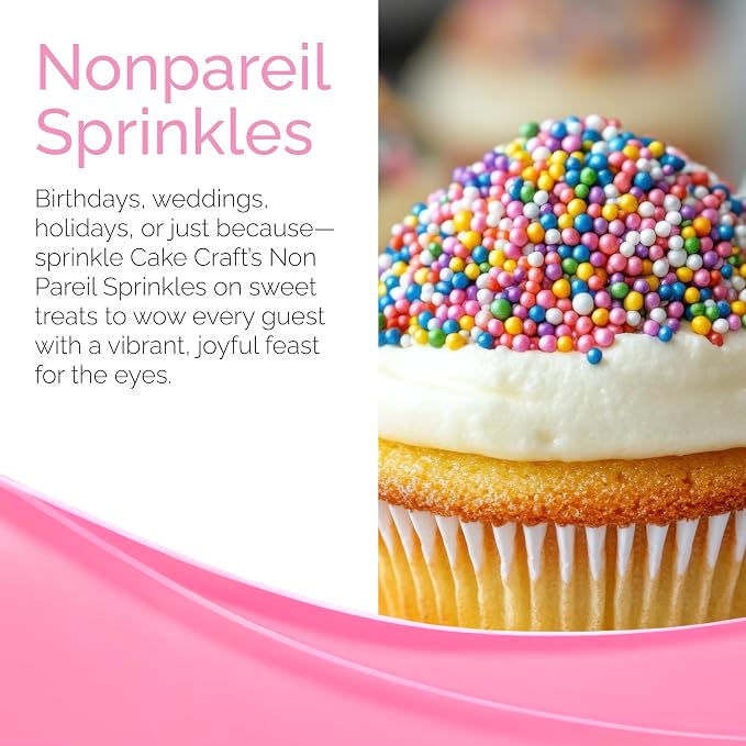 Cake Craft Sprinkles – 3-Pack (100g Each) | Decorating Cakes, Cupcakes, Cookies & More | White – Nonpareils