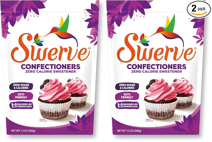 Swerve Sweetener Powder, Confectioners, 12 oz (Pack of 2)