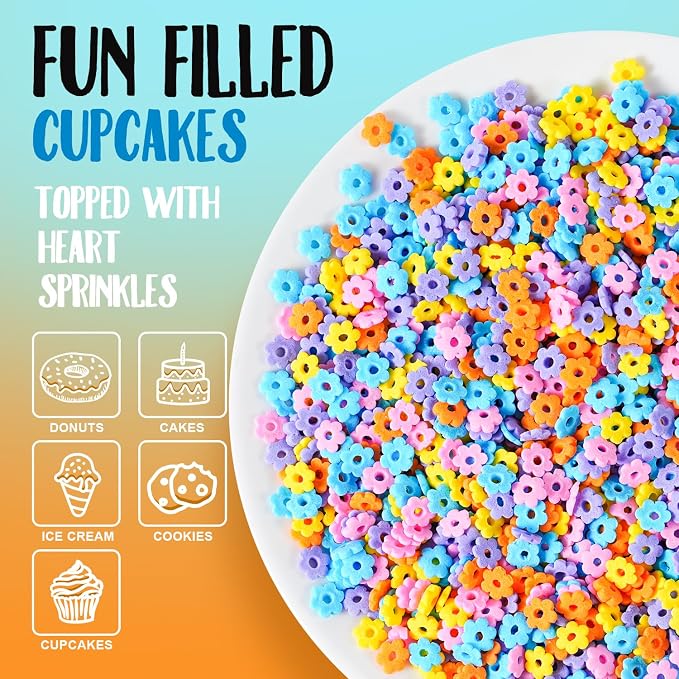 Edible Flowers Sprinkles for Cake Decorating 7 oz Rainbow Flower Blossoms Confetti Pastel Daisy Sugar Sprinkles for Baking Cupcake, Cookie, Donut Dessert Decoration, Wedding Spring Party Supplies