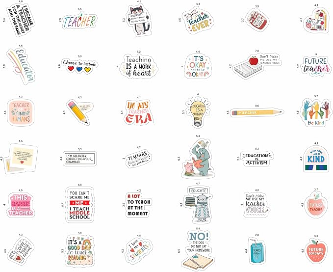 100Pcs Funny Teacher Stickers for Laptop, Water Bottles and Planner - Funny Teacher Gifts Appreciation - Gift for Women & Men