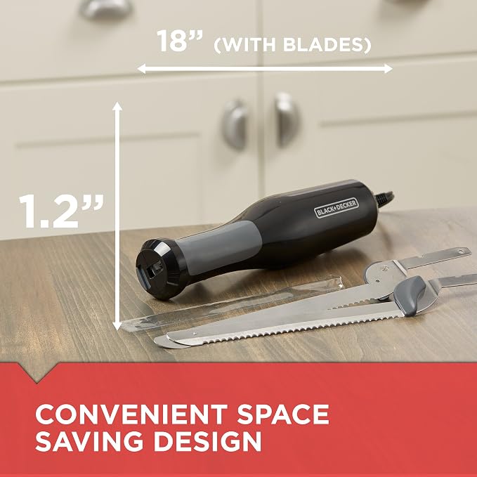 BLACK+DECKER Comfort Grip Electric Knife with 7-Inch Stainles Steel Blades & Safety Lock Button, Ideal for Carving, Slicing & Cutting Meats, Turkey Bread & Craft Foam, Dishwasher Safe (Pack of 4)