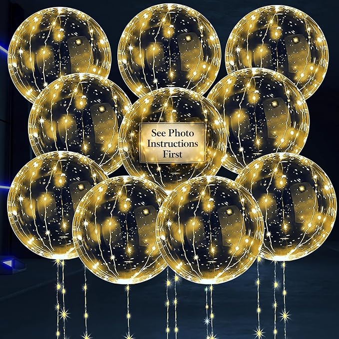 10 Pcs LED Balloons Light Up Balloons for Party - Clear TPU Material, String Lights with Individual Switches, Suitable for Helium and Air - Bright Light Up Decorations for Outdoor and Indoor Events