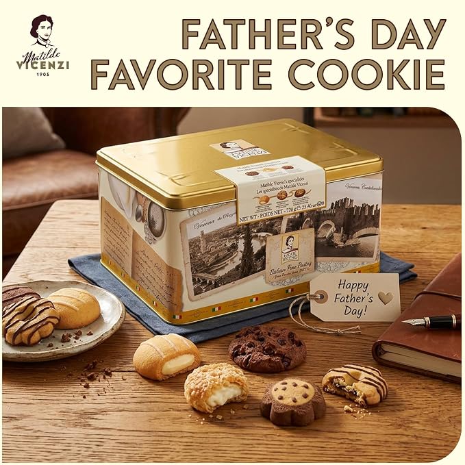 Matilde Vicenzi Verona Cookie Tin - Gourmet Italian Cookies Assortment in Individually Wrapped Trays - Pastries & Bakery Dessert for Dads & Teachers Gifts - Assorted Cookies in Italian Design Gift Tin 25.4oz (720g)