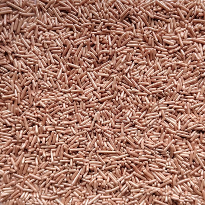 Homankit Rose Gold Jimmies Sprinkles Edible Sprinkle Candy Soft Jimmies Toppings for Ice Cream, Cupcake, Cake, Cookie, Dessert Decorating 2.75 Ounces