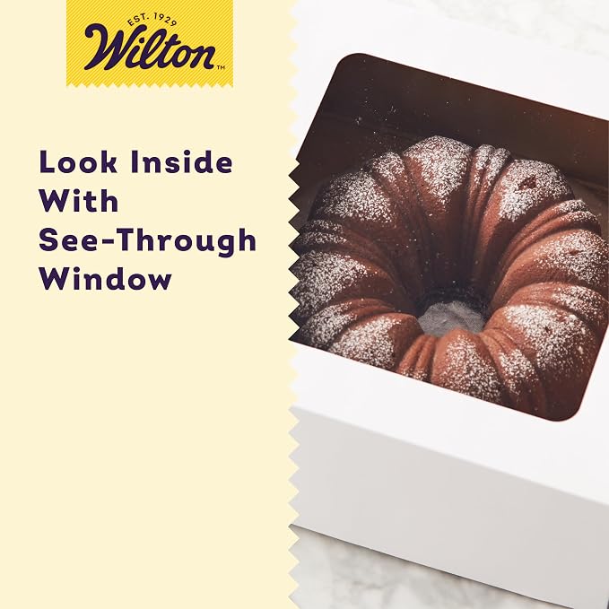 Wilton 12-Inch Cake Boxes with Windows for 10-Inch Cakes, White, Sturdy Cardboard, 6-Count