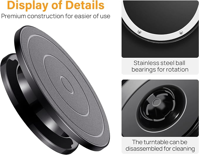 Kootek 11 Inch Rotate Turntable Sculpting Wheel Revolving Cake Turntable Black Painting Turn Table Lightweight Stand for Paint Spraying Spinner, Cake Decorating, Displaying Item