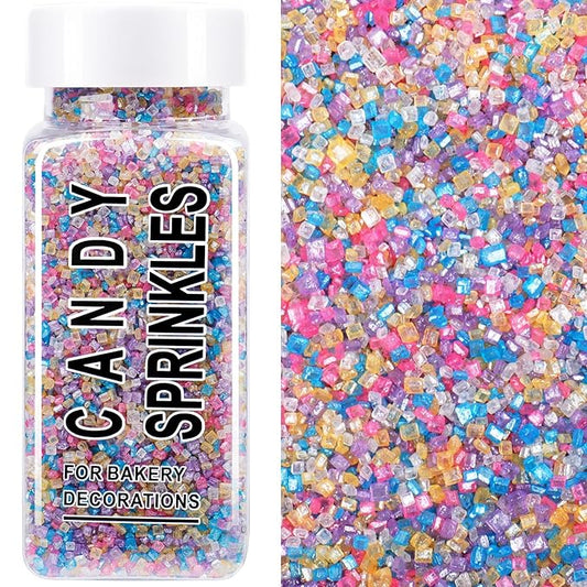 Rainbow Sprinkles, Pastel Easter Sanding Sugar Crystals, 4.6 oz Edible Sparkling Sugar for Baking Topping, Cupcakes, Cookies, Ice Cream & Cake Decorating, Wedding Party Birthday Christmas Supplies
