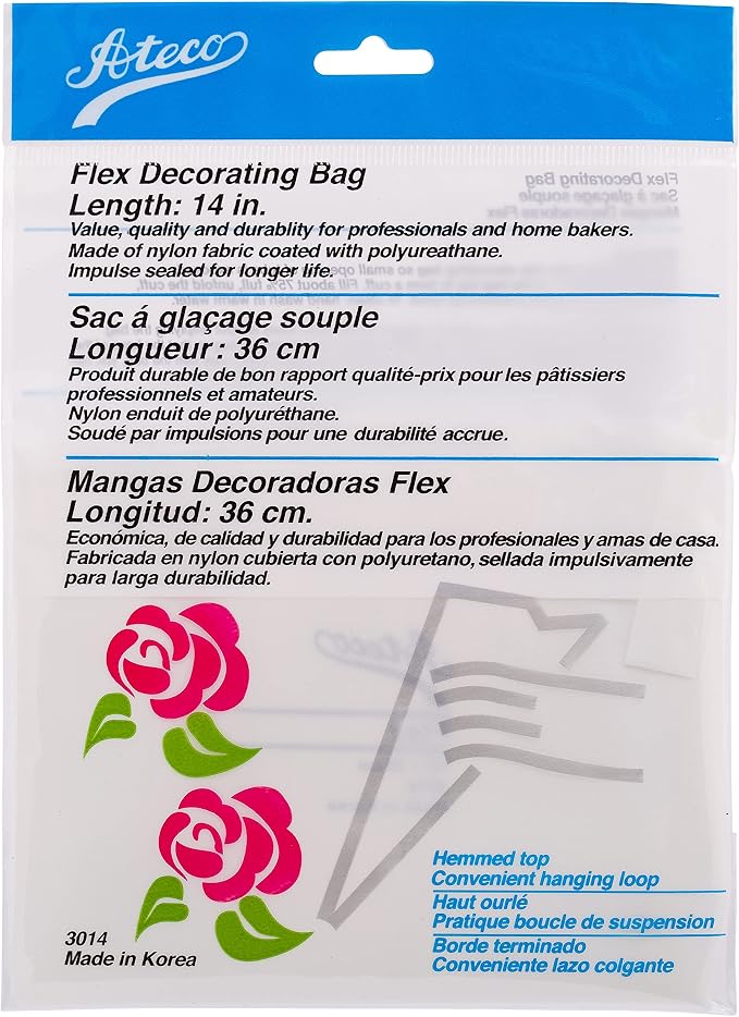 Ateco Flex Decorating Bag, Coated Nylon, 14-Inch, Reusable, White
