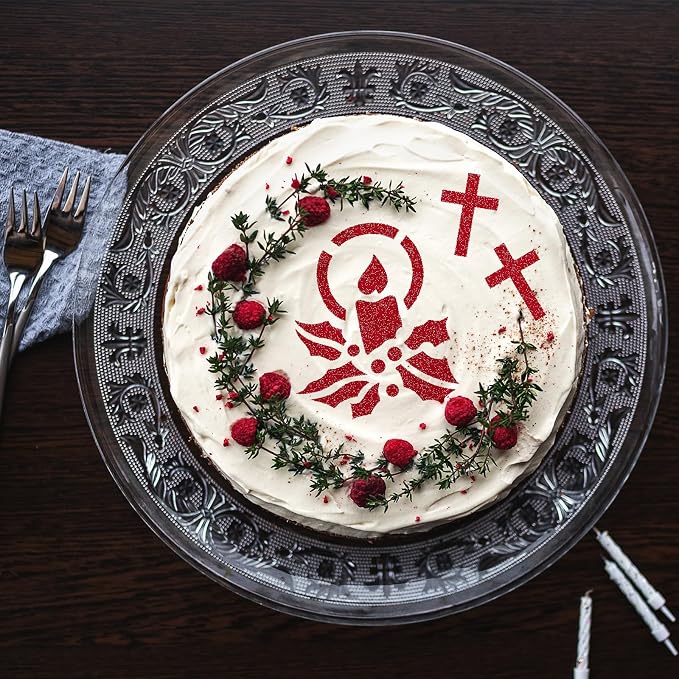 Whaline 15 Pcs Jesus’ Birth Bread Stencils Painting Stencils Christmas Nativity Christ Decorative Cake Baking Templates with Bead Chain for Xmas Holiday Party DIY Craft, 4.7 x 5.1 Inch