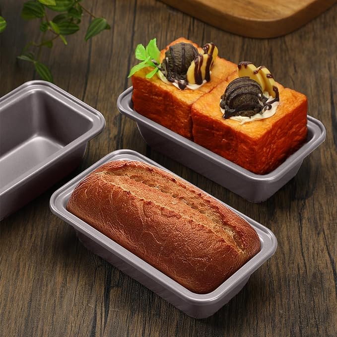 Uiifan 24 Pcs Mini Loaf Pan for Baking Bread Non Stick Small Banana Bread Tins Mini Loaf Pans for Nonstick Tiny Meatloaf Pan Carbon Steel for Oven and Baking (6 * 3.3 * 2inch,Champagne Gold)