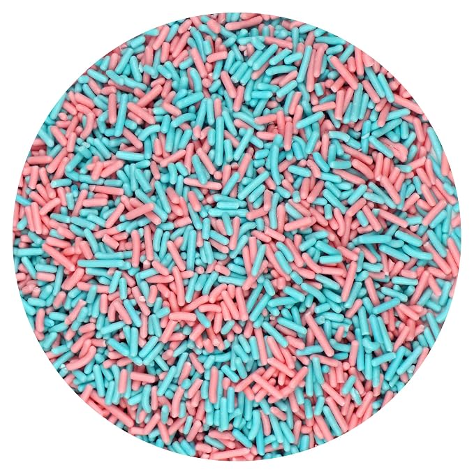 Blue & Pink Sprinkles Jimmies 1.98 Pounds Container, Gender Reveal Candy, Pink and Blue Candy, Sprinkles For Cake Decorating, Cake Sprinkles, Sprinkles For Baking, Ice Cream & More, The Hampton Candy Company