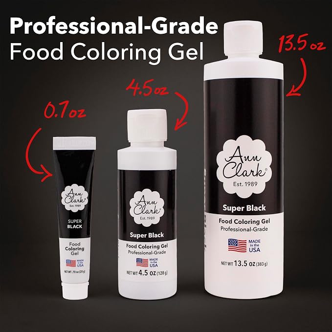 Ann Clark Super Black Food Coloring Gel Large 4.5 oz Professional Grade Made in USA