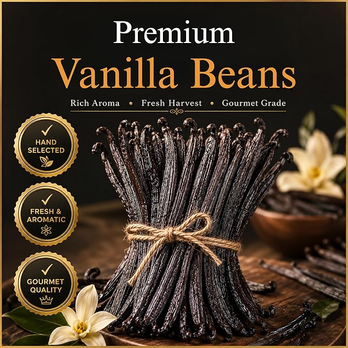 15 Organic Vanilla Beans Grade A 5-6 Inch Whole Pods for Homemade Extract, Baking & Brewing | Moist & Plump | Non-GMO, Gluten-Free