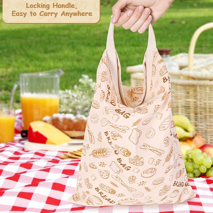 2 Pack Beeswax Bread Bags for Sourdough, Reusable Organic Linen Beeswax Bread Bag for Homemade Sourdough 17 x 13 Inches Food Storage Cloth Bag BPA-Free, Ideal for Sourdough & Artisan Breads