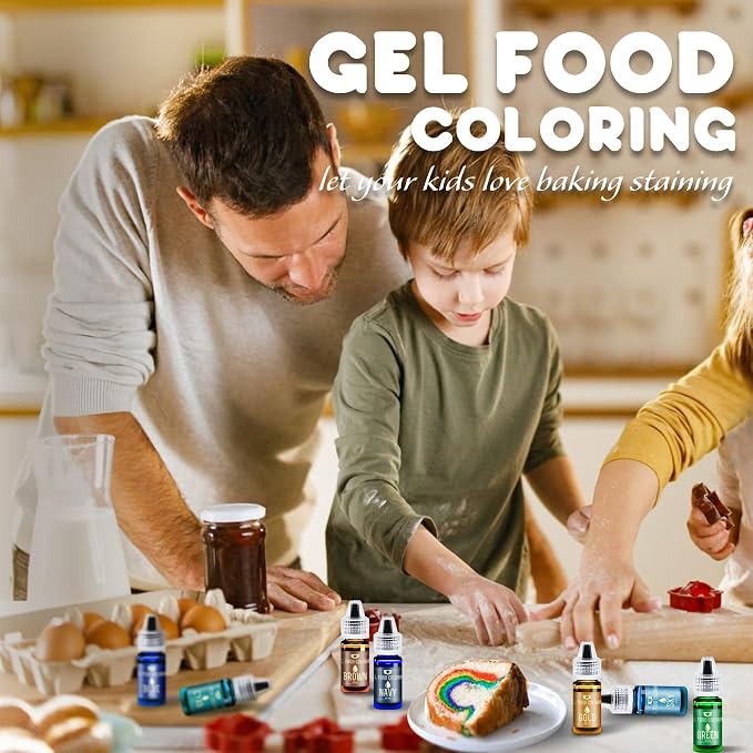 Gel Food Coloring - 5.3oz Vivid Food Coloring Gel for Baking, Cake Decorating, Icing, Cookie, Fondant and Macaron - Tasteless Food Color Dye for Frosting, Easter Egg, Soap Making and Crafts (Gold)