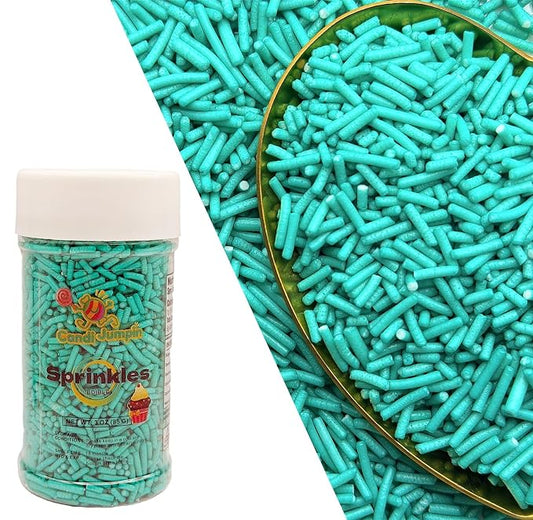CandiJumpin Teal Jimmy Sprinkles, Teal Sprinkles for Cake Decorating Edible Cake Jimmies Edible Crunchy Jimmies Ice Cream Toppings, Baby Shower Party Wedding Christmas Supplies 3 OZ