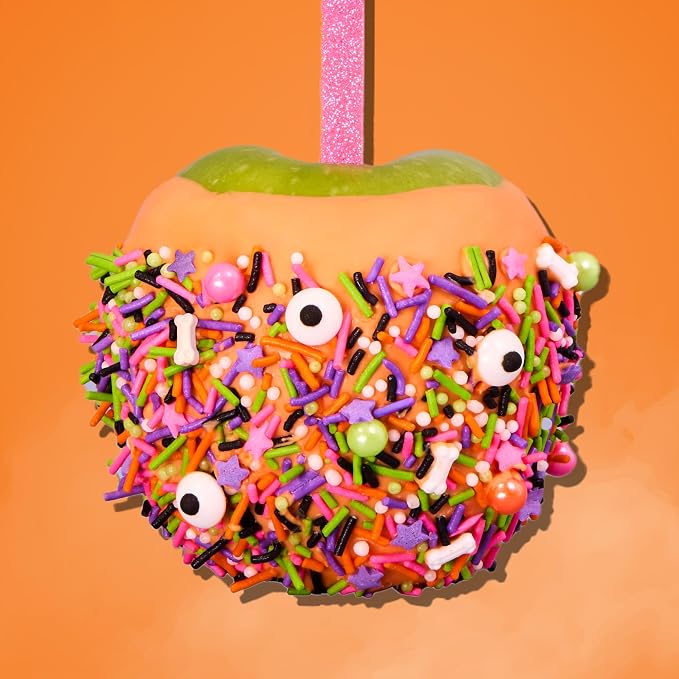 Fancy Sprinkles Drop Dead Gorgeous Sprinkles | Candy Eyeballs & Bone Shaped Candy | Neon Halloween Jimmies & Nonpareils | Halloween Cake, Cupcake & Cookie Decorating | 1 Pack (0.5c)
