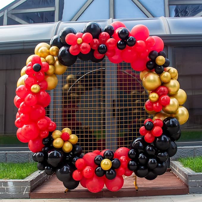 KAWKALSH Red Balloon Arch Kit 111Pcs Different Sizes 18 12 5 Inch Latex Balloons Garland for Birthday Graduation Bachelorette Cherry Casino Movie Theme Party Decorations