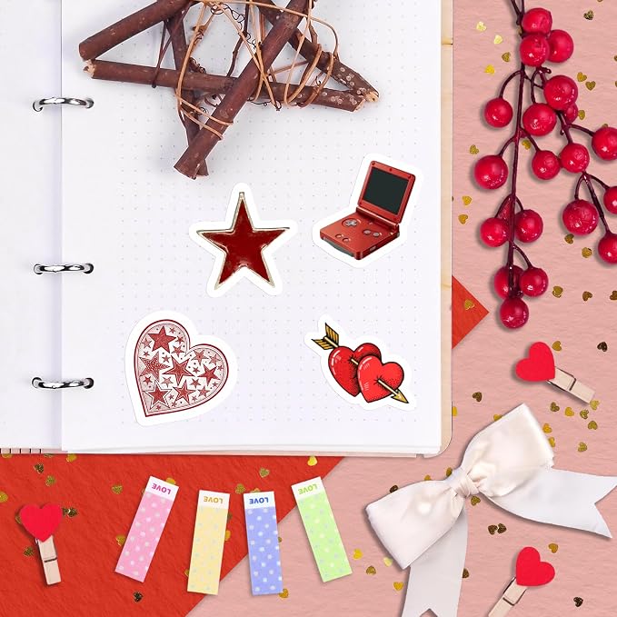 100Pcs Red Aesthetic Stickers - Cool Y2K Stickers for Water Battle, Laptop - Downtown Girl Party Supplies, Decoration