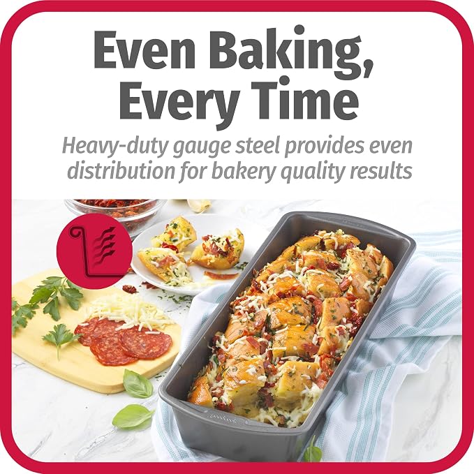 GoodCook Nonstick Loaf Pan Extra-Large Heavy-Duty with Easy-Clean Non-Stick Coating, Oven & Dishwasher Safe Pan for Meatloaf Breads Cakes Lasagnas Casseroles & More, 13 x 5-Inch, Gray (Pack of 2)
