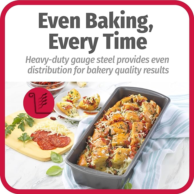 GoodCook Nonstick Loaf Pan Extra-Large Heavy-Duty Steel Bakeware with Easy-Clean Non-Stick Coating,Oven & Dishwasher Safe Pan for Meatloaf Breads Cakes Lasagnas Casseroles,13x5-Inch,Gray,(Pack of 12)