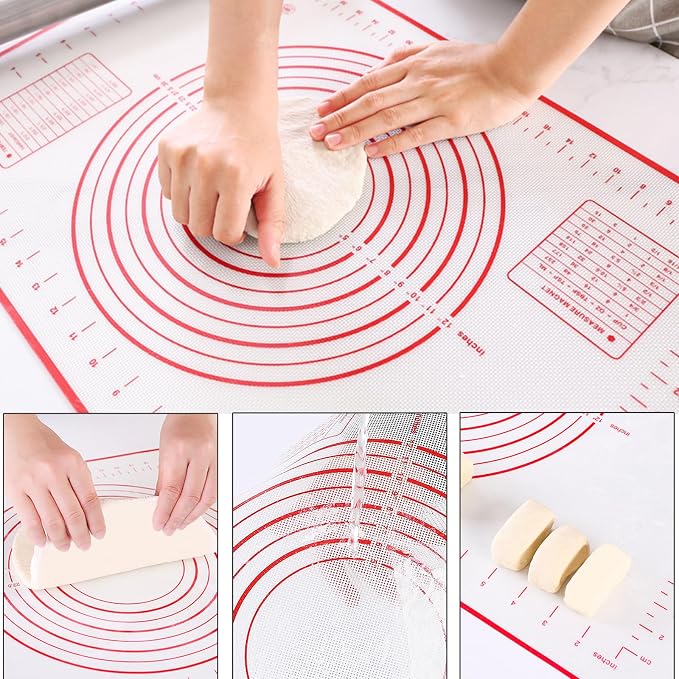 3 Piece Plastic Dough Scraper, Food Grade Trapezoidal Bread Scraper Set with Silicone Baking Mat, Multipurpose Kitchen Bowl Scrapers for Bread Cake Fondant Icing Cream Pizza Making