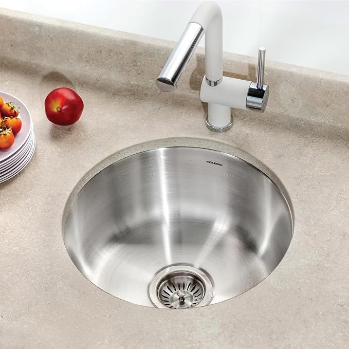 Houzer Club Stainless Steel Kitchen Bar & Prep Sink - 18 Inch Undermount Compact Round Sink, Durable & Versatile, Essential for Home & Apartment, Nested 5-Pack - CF-1830-5