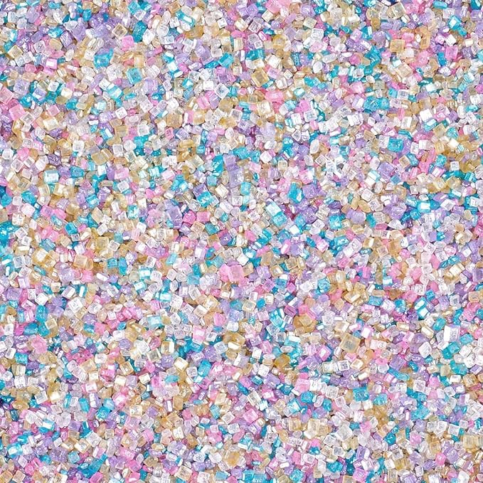 Pastel Sprinkles for Cake Decorating, Sanding Crystal Pink, White, Yellow and Blue Sugar Mixed 130g/4.59oz, Cupcake, Cookie and Donuts Toppings, Wedding, Birthday Party Supplies
