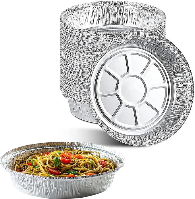 9 Inch Round Aluminum Foil Pans, Pie Tins Disposable,Heavy Duty foil Pei Pans,Baking Tin Plates for Baking, Storage, Cooking, Reheating, Roasting, Package of 20 Pack