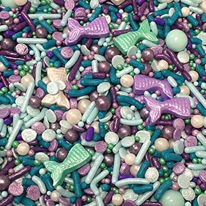 COOL MOM SPRINKLES Girl Birthday Sprinkles (4 oz.) – Themed Sprinkles for Decorating Birthday Cakes, Cupcakes, Cookies & Desserts – Mixed in the USA/Gluten-Free (Purple Mermaid)