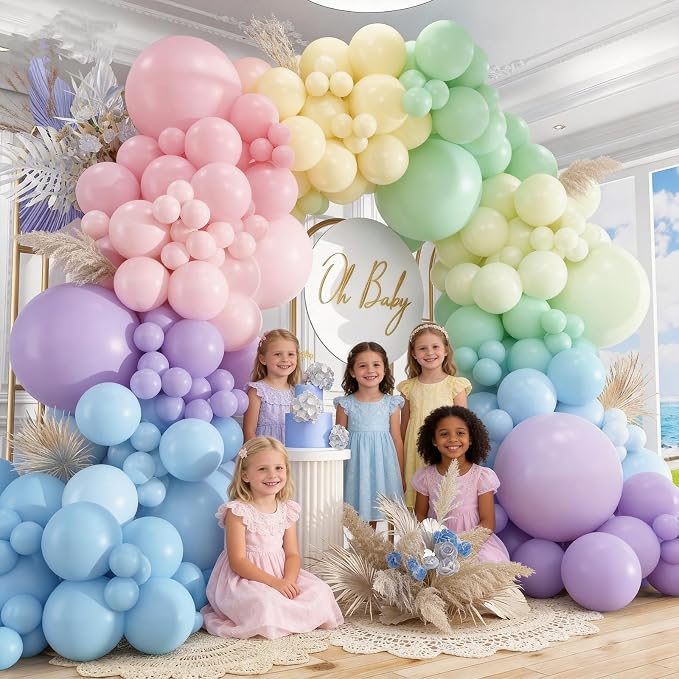 160 Pack Pastel Balloons 12 Inch Pastel Rainbow Multicolor Macaron Balloons for Party Baby Shower Gender Reveal Easter Decorations